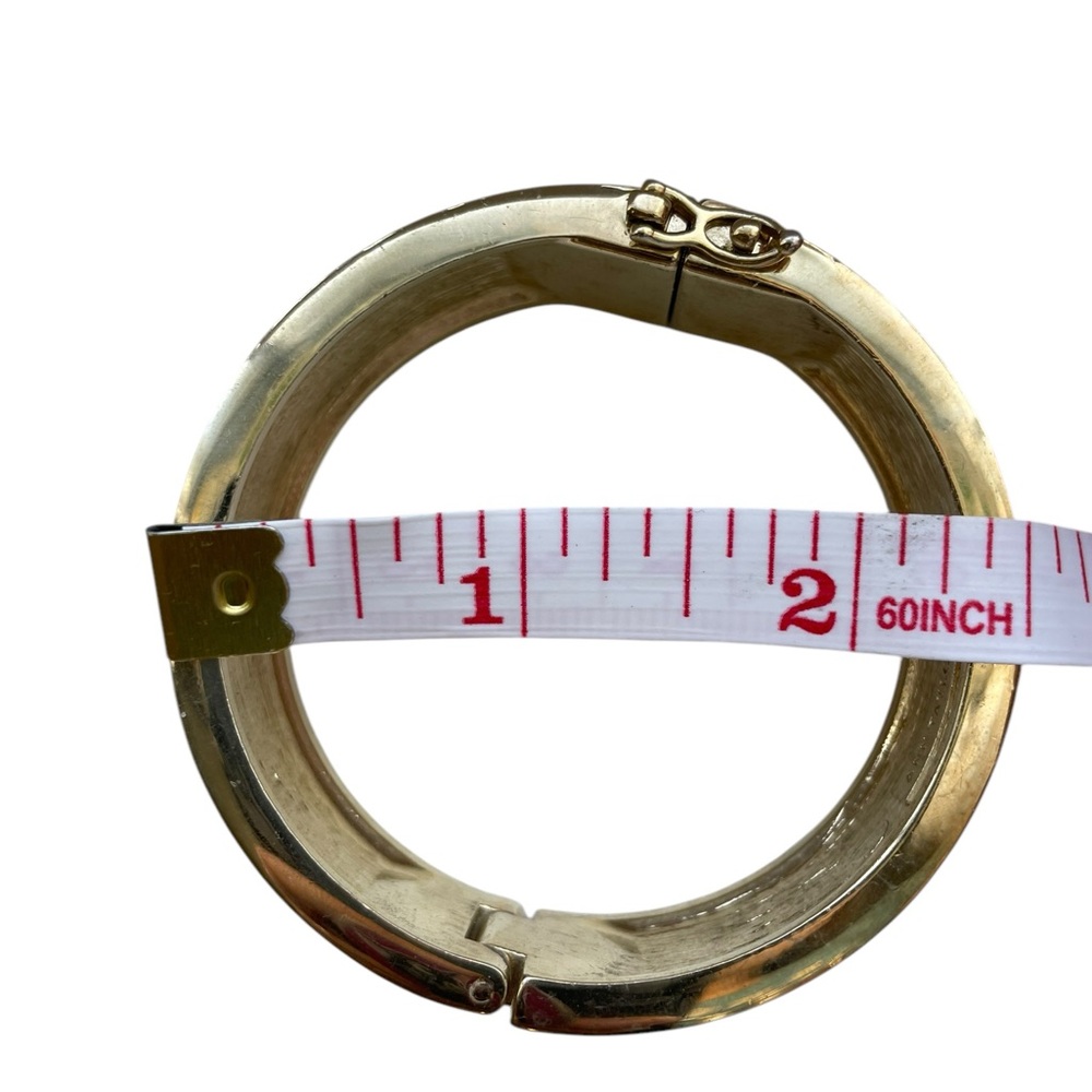 ANN TAYLOR Art Deco Gold-Tone Chevron Statement Cuff Hinge Bangle Bracelet - Picture 12 of 13